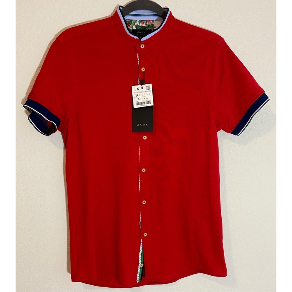 Zara Man Red Muscle Fit Button Down-S